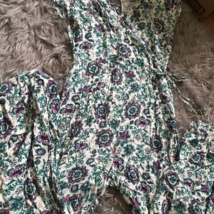 Green and white floral jumpsuit